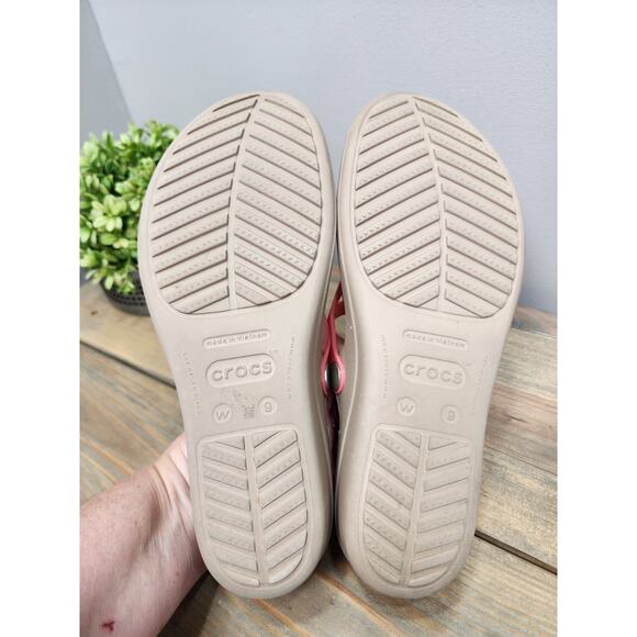 Crocs Sanrah Matte Circle Wedge Flip Sandal Women's Size 9 Coral/Tumbleweed - Picture 5 of 7